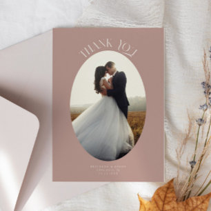 Rustic Thank You Oval Dusty Rose Wedding Photo