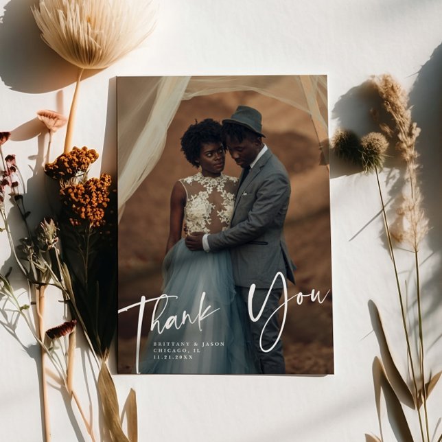 Rustic Thank You Script Wedding Vertical Photo (Creator Uploaded)
