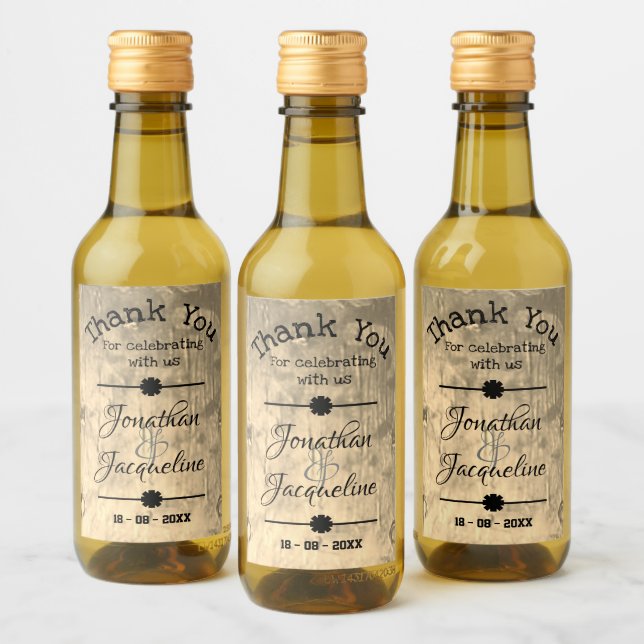 Rustic Thank You Simple Script Names Wedding Mini  Wine Label (Bottles)