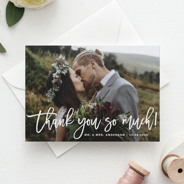 Rustic Thank You So Much Photo Wedding Thank You Postcard (Creator Uploaded)