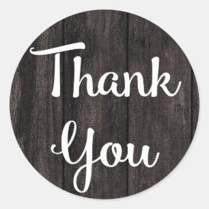 Rustic Thank You Wood Distressed Country Wedding Classic Round Sticker