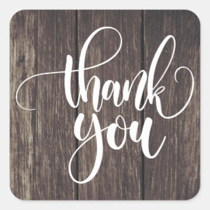 Rustic Thank You Wood Distressed Country Wedding Square Sticker