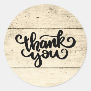Rustic Thank You Wooden Plank Classic Round Sticker