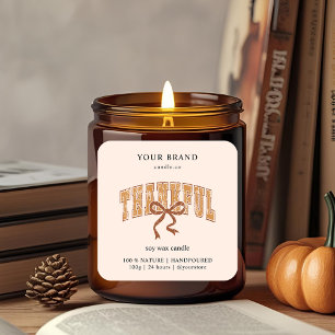 Rustic Thankful Candle Label   Custom 