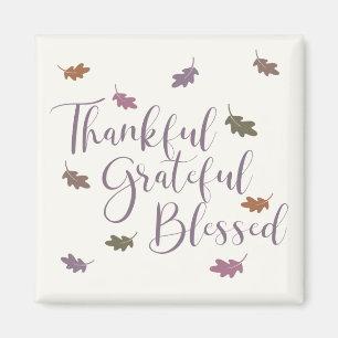 Rustic Thankful Grateful Blessed Autumn Leaves Magnet