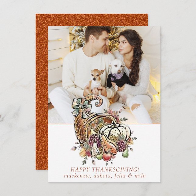 Rustic Thanksgiving Autumn Pumpkin Patch Dinner Holiday Card (Front/Back)
