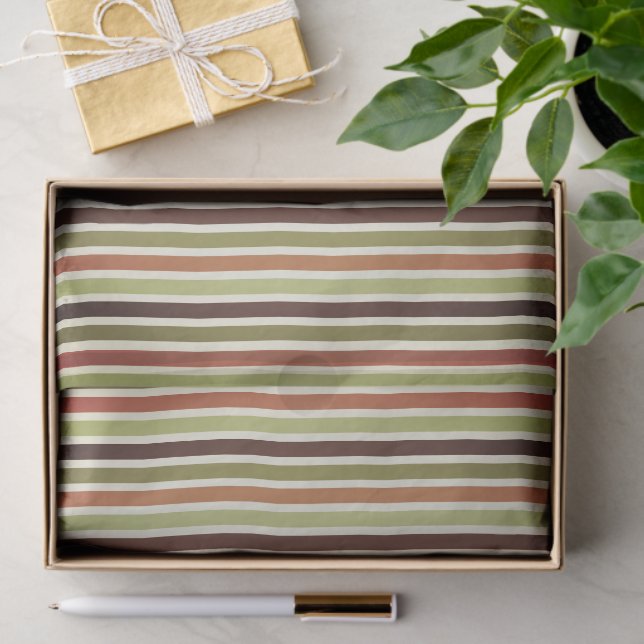 Rustic Thanksgiving Autumn Stripe Pattern Tissue Paper (Gift)