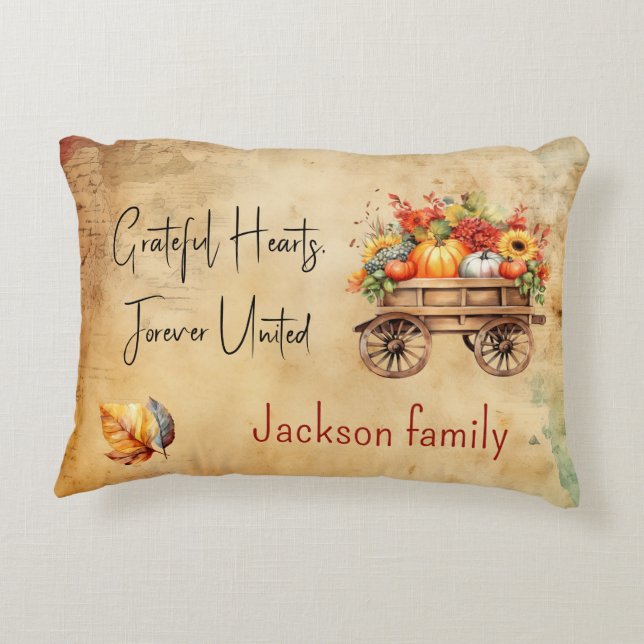 Rustic Thanksgiving cart Decor Accent Pillow (Back)