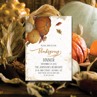 Rustic Thanksgiving Dinner Autumn Pumpkin Invitation
