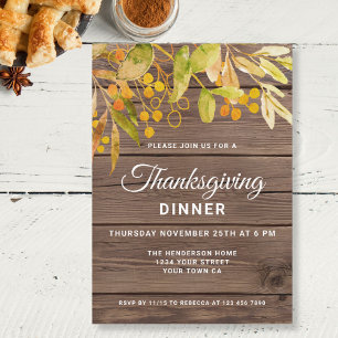 Rustic Thanksgiving Dinner Invitation