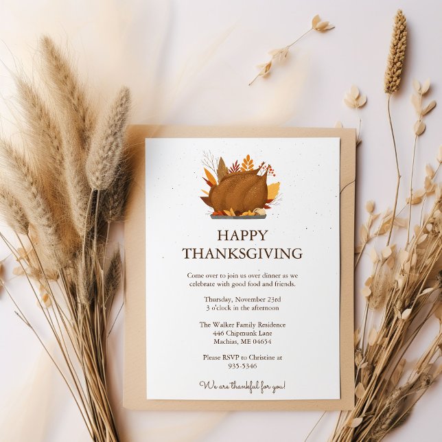Rustic Thanksgiving Dinner Party Custom Invitation (Creator Uploaded)