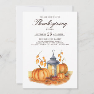 Rustic Thanksgiving Dinner Pumpkin Invitation