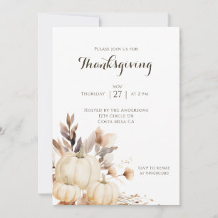 Rustic Thanksgiving Dinner Pumpkin  Invitation