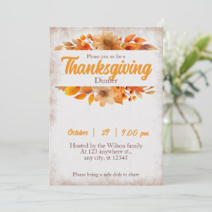 Rustic Thanksgiving Dinner Pumpkin Invitation