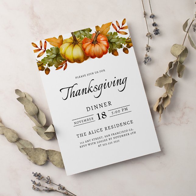 Rustic Thanksgiving Dinner Pumpkin Invitation (Creator Uploaded)