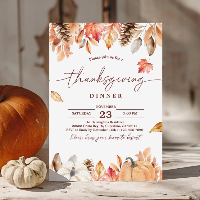 Rustic Thanksgiving Dinner Pumpkin Invitation (Creator Uploaded)