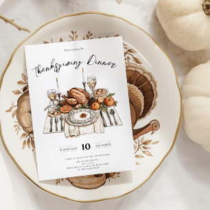 Rustic Thanksgiving Dinner Pumpkin Invitation