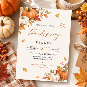Rustic Thanksgiving Dinner Pumpkin Invitation