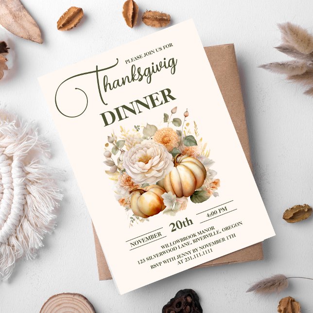 Rustic Thanksgiving Dinner Pumpkin Invitation (Creator Uploaded)