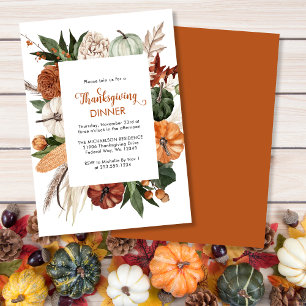 Rustic Thanksgiving Dinner Pumpkin Invitation