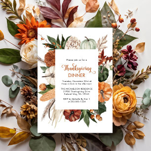 Rustic Thanksgiving Dinner Pumpkin Invitation Postcard