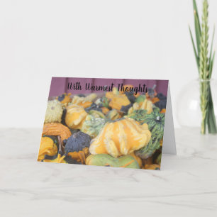 Rustic Thanksgiving Farm Gourds Photo Orange Holiday Card