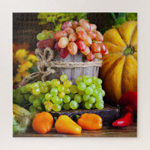 Rustic Thanksgiving Harvest Fruit And Vegetables Jigsaw Puzzle
