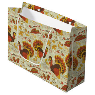 Rustic Thanksgiving Holiday Fall Autumn Colourful Large Gift Bag