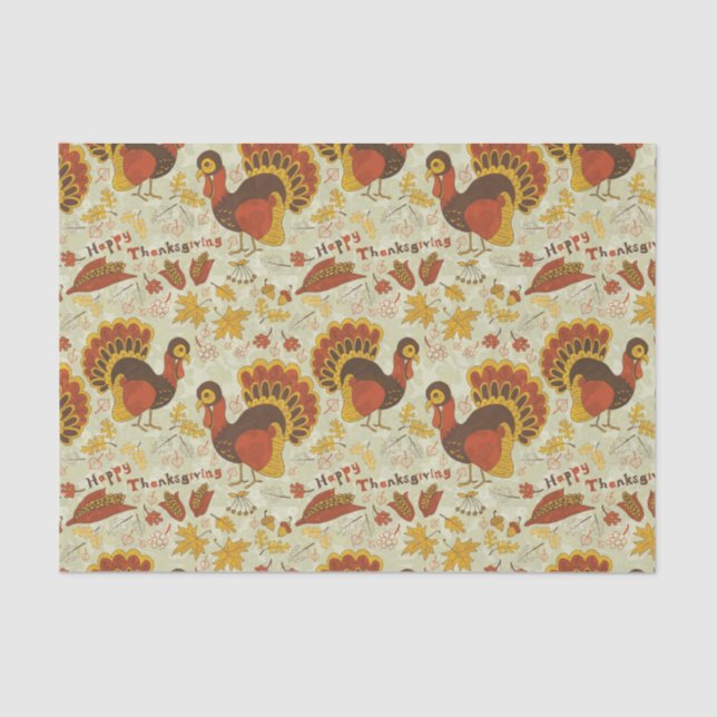 Rustic Thanksgiving Holiday Fall Autumn Colourful Tissue Paper (Front)