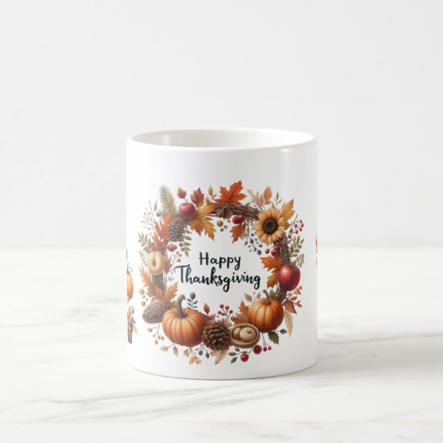 Rustic Thanksgiving Pumpkin Watercolor Autumn Coffee Mug (Center)