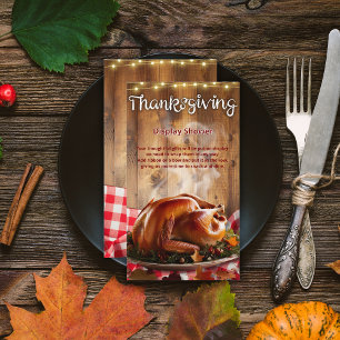 Rustic Thanksgiving Roasted Turkey Baby Shower Enclosure Card