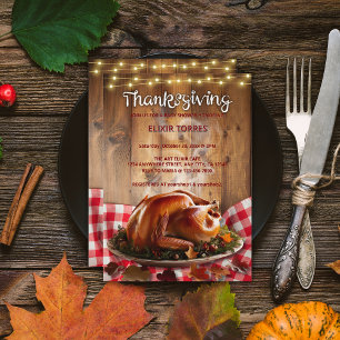 Rustic Thanksgiving Roasted Turkey Baby Shower Invitation