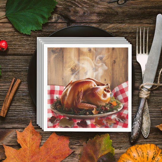 Rustic Thanksgiving Roasted Turkey Baby Shower Napkin (Creator Uploaded)