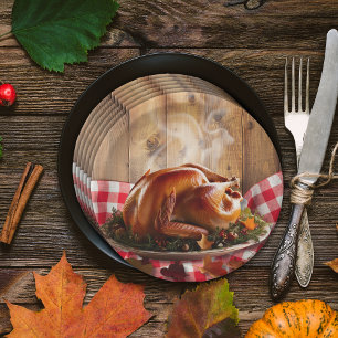 Rustic Thanksgiving Roasted Turkey Baby Shower Paper Plate