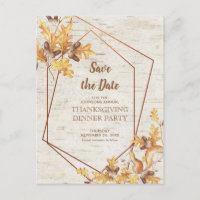 Rustic Thanksgiving Save the Date Acorns Squirrel