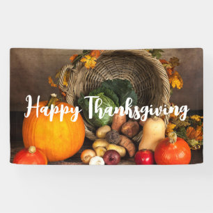 Rustic Thanksgiving Table Bountiful Harvest Banner