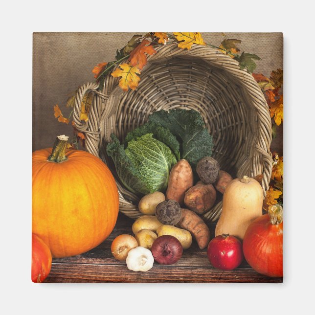 Rustic Thanksgiving Table Bountiful Harvest Magnet (Front)