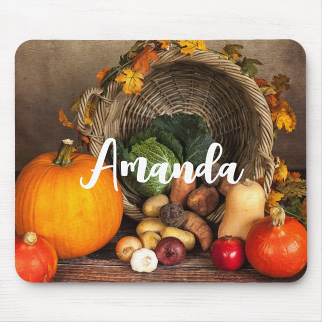 Rustic Thanksgiving Table Bountiful Harvest Mouse Pad (Front)
