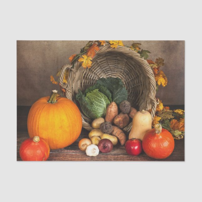 Rustic Thanksgiving Table Bountiful Harvest Tissue Paper (Front)