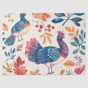 Rustic Thanksgiving Turkey Folk Art Fall Pattern Tissue Paper
