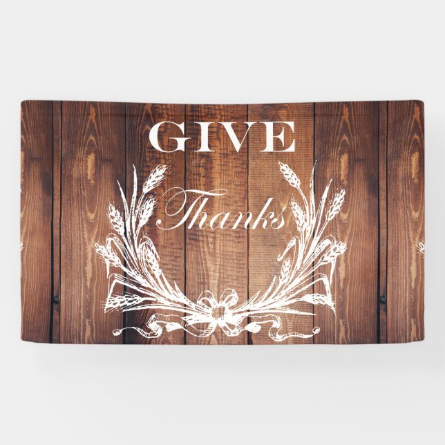rustic thanksgiving wreath barn wood give thanks banner (Horizontal)
