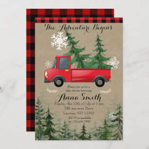 Rustic The Adventure Begins Baby Shower Invitation