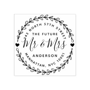 Rustic The Future Mr & Mrs Wedding Return Address Rubber Stamp
