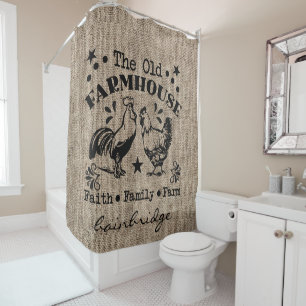 Rustic The Old  Farmhouse Personalised Shower Curtain