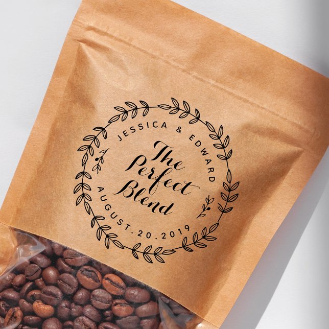 Rustic The Perfect Blend Wedding Coffee Favor Self-inking Stamp (Creator Uploaded)