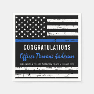 Rustic Thin Blue Line Police Graduation Party Napkin