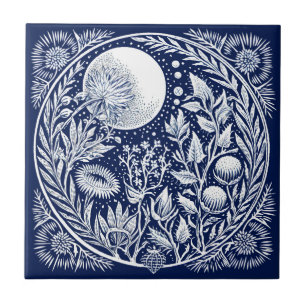 Rustic Thistle Moon Ceramic Ceramic Tile