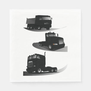 Rustic Three Black Trucks Vintage Truck Design  Napkin