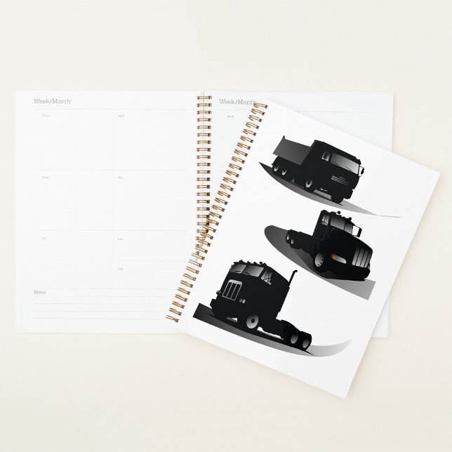 Rustic Three Black Trucks Vintage Truck Design  Planner (Creator Uploaded)