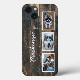 Rustic Three  Photo Wood Collage Name  Case-Mate i iPhone 13 Case